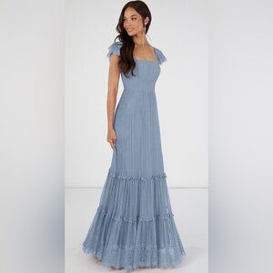 Azazie Dusty Blue Lace Dress